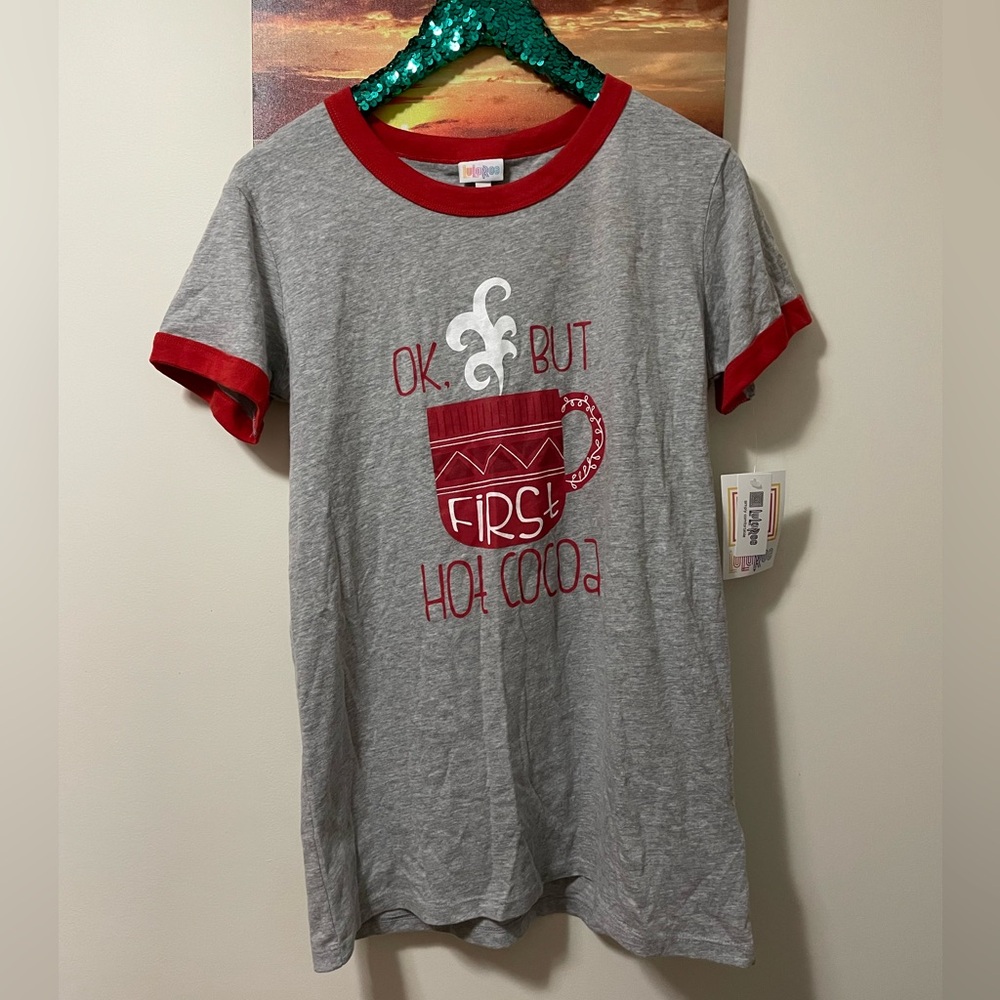 Lularoe Liv hot cocoa first fall tshirt NWT small